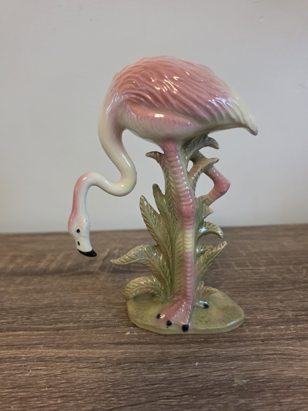 Vintage Pink Ceramic Flamingo Figurine 7"